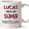 MUGFFINS Tazas Personalizadas para PSICÓLOGO hombre - En Español - Eres Súper - 11 oz / 330 ml - Regalo Personalizable original y divertido