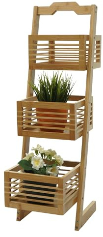 Mendler Regal HWC-M21 Bambus 77x23x30cm | Standregal, Badregal, Ablageregal, Wohnregal, mit 3 Körben