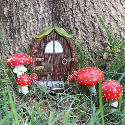 Meyas Miniatur Fee Garten Tür GNOME Outdoor Statuen Zubehör Dekor, Baum Gesicht Wand Dekoration, Skulptur Glühen im Dunkeln, Freien Dekoration