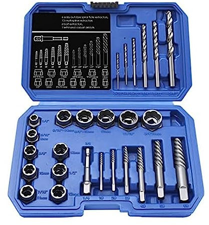 Kliplinc Screw and Bolt Extractor Set, Drill Bit with Hex Adapter, Broken Wheel Nut Extractor, Stripping Screw Remover Kit