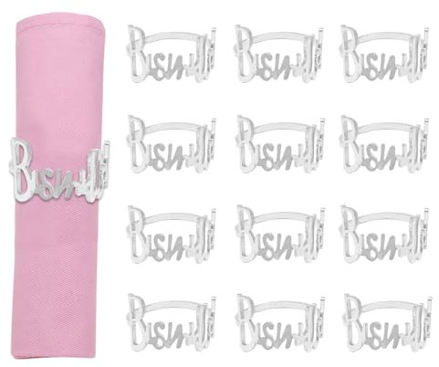 Serviettenringe - 12 Stück Bismillah Letter Metall Serviettenring Set Alphabet Serviettenschnallen Halter Tischdekoration für Hochzeit, Party Deko, Ramadan, Bankett