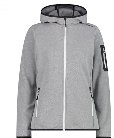 CMP Damen 34H6376 Knit-Tech-Fleece mit Kapuze und Mesh, bianco-graffite, 46