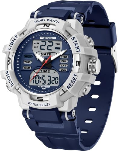 Digitale Armbanduhr Kinder Digitaluhr Damen Uhr 5ATM Wasserdicht Kinder Uhren für Jungs Mädchen mit Wecker Kalender Coutdown LED Stoppuhr 12/24H Analog Digital Sportuhr Militär Kids Watch