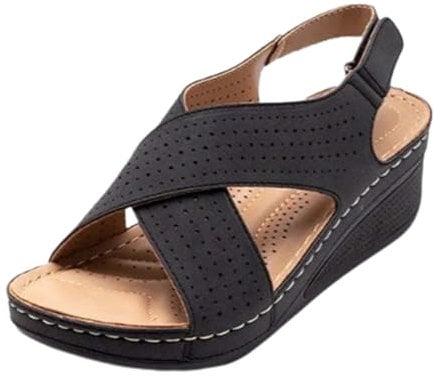 MJGkhiy Sandali Donna Estive Comode Ortopediche Sandali Con Zeppa Leggere Pianta Larga Sandalo Eleganti Sandali Con Adjustable Strappo Vintage Moda Scarpe Sportivi Sandali Trekking Donna 2024