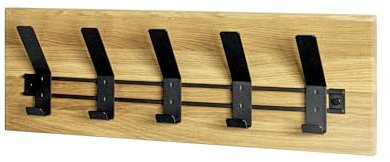 HAKU Möbel Wandgarderobe, eiche, schwarz, Massivholz, Metall - Maße: B 60 x H 20 x T 10 cm, Style: Modern