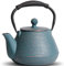 GUANGHEIRON Gusseisen Teekanne 950 ml, handgefertigte japanische Teekanne mit Teesieb, emaillierte Innenseite, Silikongriff, geeignet für Herd, ideal für Tee und Kaffee
