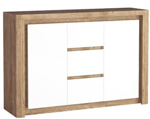 Lomadox Sideboard Kommode Anrichte Wohnzimmerschrank Schrank Schubladenschrank Schubladenkommode Highboard modern in Eiche mit weiß