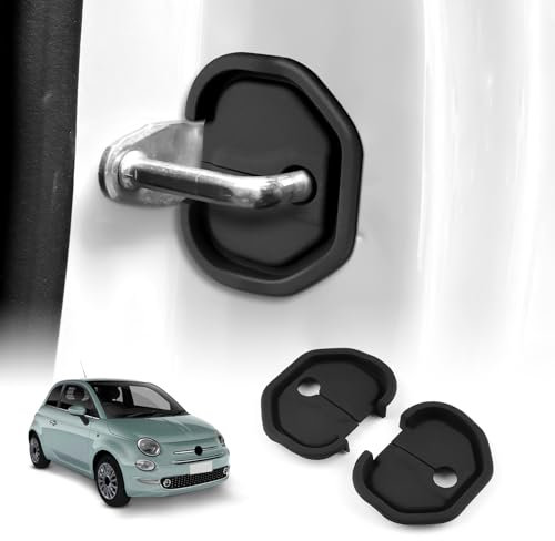 KUNGKIC For Fiat 500 Fiorino Punto Fullback Qubo Doblo Panda Silica Gel Cover Car Door Lock Dust Cover Accessories Interior Parts Trim (Black)