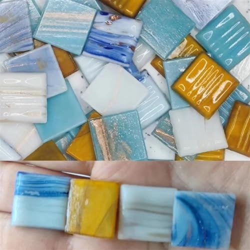 Mosaik Fliesen 85 g/3 Unzen, ca. 30 Stück Mosaik-Quarzfliesen, 2 cm, quadratische Fliese, 0,4 cm Dicke, DIY-Mosaikmaterial, gemischte Farben(Figured Mix)