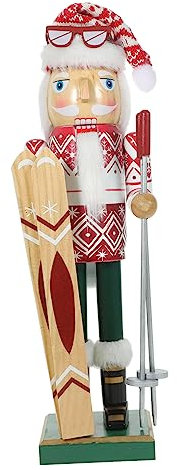 OFFSCH Pupazzo Di Legno Per Decorazione Natalizia Figura Di Babbo Natale Scenografica Per Camini e Tavoli Decorazione Feste Di Natale Atmosfera Festiva e Accogliente