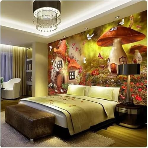 YueMingDi 3D Mural Decoration Bedroom Mushroom Flower Landscape Living Room Sofa tv Wallpaper Wall stickers-350cm×256cm