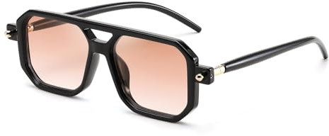 FEISEDY Retro 70er Jahre Sonnebrille Damen Herren Vintage Flache Quadratische Brille mit UV400-Schutz B2622