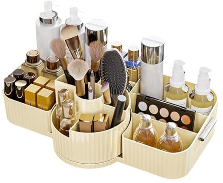 Zasjon Organizer Trucchi, Rotante a 360° Porta Trucchi Organizer Grande Capacità Organizer per Cosmetici, Make Up Organizer per Cosmetici Organizzatore di Trucco per Profumi, Skincare, Porta Pennelli
