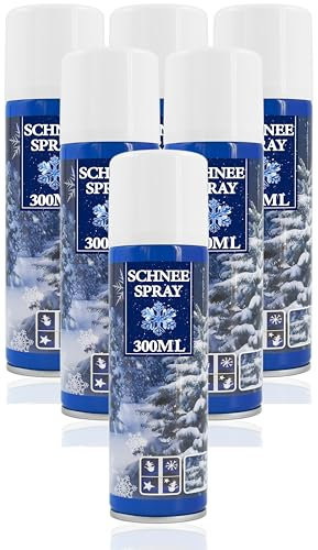Stephans Möbelbörse 6X Kunstschnee - Spraydose mit Dekoschnee - Schneespray zum Dekorieren zu Weihnachten - Sprühschnee Snowspray Fensterspray Schnee Spray Deko Schnee (06 Stück - 300ml/Schnee)