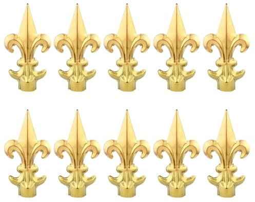 10 x goldene Zaunpfostenkappe aus 304 Edelstahl, runde Unterseite, römische Zaunabdeckung für Schmiedeeisen-Metalltor, wetterfest, dekorative Kappe für Garten, Rasen, Landschaft, Zaun, Pfostenkappen
