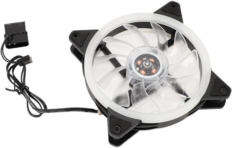 1200RPM Double Loop LED 12cm RGB PC Case Fan, Silent Fan with 30000h Long Life, MOD Lighting Effects, 11 Shark Fin Blades, 5 Colors for CPU Coolers and Water Cooling Systems