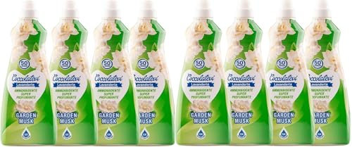 Ammorbidente Super Profumante, Set da 4 o 8 Bottiglie, 1250ml, Vaniglia, L'Originale, Muschio Bianco, Glicine, Rosa Ametista, Aroma Sensual (8 Flaconi, Muschio)