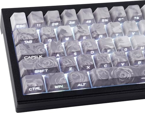 PBT Keycaps 131 Keys Rose Coast Grey Keycaps, Double Shot Shine Through Side Printed Keycap, Cherry Profile Dye Sublimation Keycap for Cherry MX Switch ANSI & ISO Layout Mechanical Keyboards