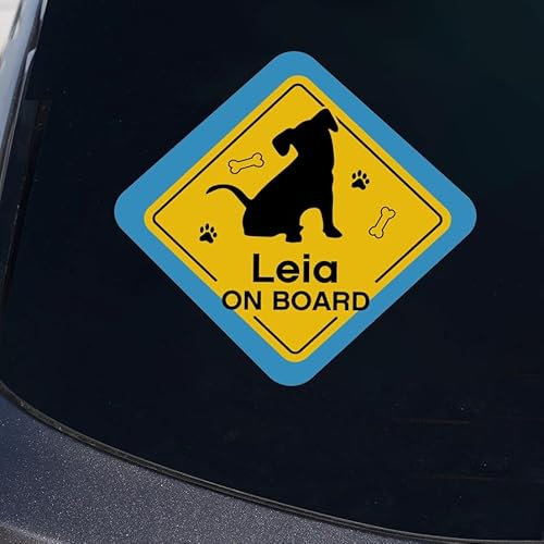 Wanapix | Adesivo Personalizzato per Auto | Adesivi Impermeabili in Vinile | Personalizzazione con Nome | Rombo 15x13cm | Cane