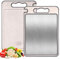 Tatxmalv Tabla de Cortar Cocina, Tabla de Cortar de Doble Cara 304 Acero Inoxidable+Paja de Trigo, Tablero de Corte Antibacteriano con Mango, Diseño de Resistente a Los Arañazos (Clásico)