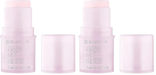 essence BABY GOT GLAZE balm stick, Highlighter, Transparent, pflegend, glänzend, strahlend frisch, vegan, ohne Konservierungsstoffe, ohne Parabene, ohne Mikroplastikpartikel, 2er Pack (4.5g)