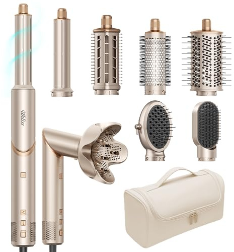 UKLISS Hairstyler 8 in 1 Set, Pro Airstyler & Haartrockner mit Air brush Wrap- Auto Lockenstab, Ionen Haarstyler Föhn Bürste | Rundbürstenföhn Multistyler schnelles Styling für alle Haartypen