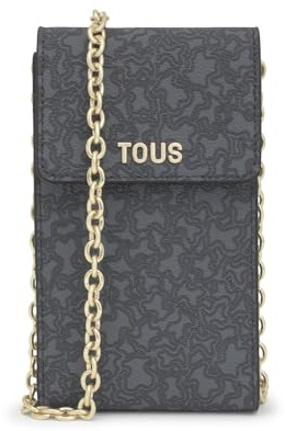 TOUS Funda De Móvil Colgante Gris Oscuro, Para Mujer, Medidas 19,5 x 10,9 x 3,7 cm, Colección Kaos Mini Lines