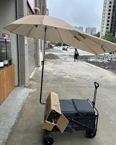 ENHEN Marktstand Verkaufsstand Strandwagen für Den Außenbereich, Klappbarer Handwagen mit Tisch, Zusammenklappbarer Mobiler Imbisswagen für Unternehmen(Table Width 118cm(46 1/2))