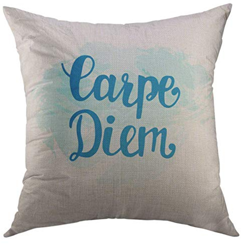 Kissenbezug Zitat Pinsel Carpe Diem Inspirierende Handschrift Auf Digitalem Aquarell Nutze Den Tag In Lateinischer Vintage Zierkissenbezug Weich Kopfkissenbezug Für Sofa Wohnzimmer Bed 45X45 cm