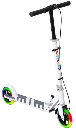 AIYAPLAY Roller Kinder Scooter Tretroller Leuchträder 3-8 Jahre | Klappbarer Kinderroller, Höhenverstellbarer Tretroller, Bremse, Kickscooter, Für Jugendliche, Cityroller, Bis Zu 50 kg