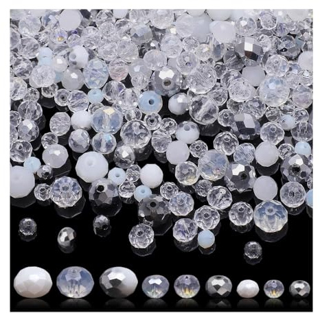 HMCEY Lot de 800 Perles en Cristal à Facettes 4/6/8 mm,Artisanat Perle Verre pour Bracelet,Perle pour Bijoux avec Cordon élastique,Rocaille Perles Et Assortiments,Glass Beads for Jewelry Making