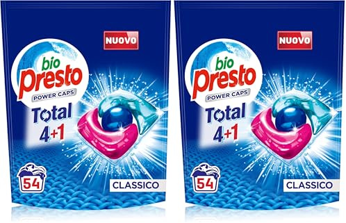 Bio Presto Power Caps Classico, Detersivo Lavatrice Predosato In Capsule, Confezione Da 108 Lavaggi