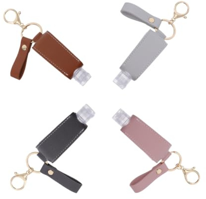 BESPORTBLE 4pcs Portable Decorative Bottle Cover Keychain Pendant for 30ml Empty Bottles, Plastic and Pu Material, Suitable for Indoor and Outdoor Travel Protection Random Color