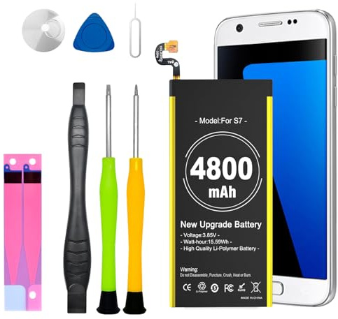4800mAh Akku für Samsung Galaxy S7, Hohe Kapazitä Ersatzakku kompatibel mit Samsung Galaxy S7 Modellen (G930, G930V, G930A, G930T, G930P, G920V) mit Reparatur-Werkzeugsatz
