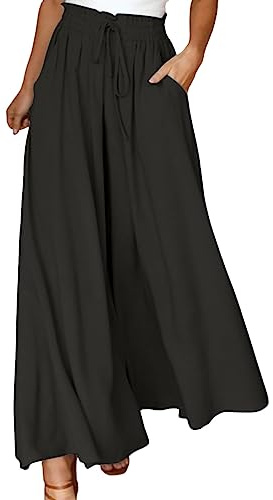 Luadnysin Pantalon Fluide Femme été décontracté léger avec Poches Elegant pour Bureau et Travail