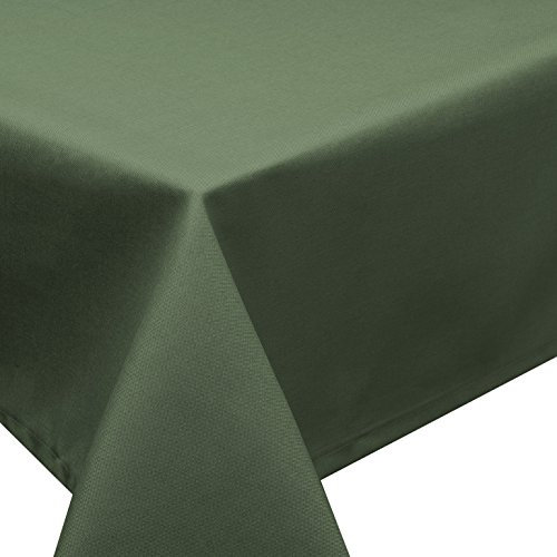 Tischdecke Fleckschutz LOTUS Effekt Garten LEINEN Optik bügelfrei abwaschbar uni Farbe Dunkelgrün Größe oval 160x260 cm
