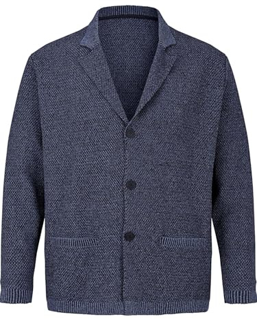 Jan Vanderstorm Herren Strickjacke Asger Nicht gefüttert | Sakko | Blazer | Cardigan aus elegant-dünnem Strick-Material | große Größen L-7XL Blau, 3XL (XXXL) - 64/66