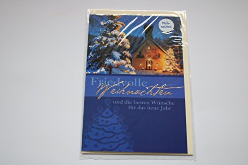 Weihnachtskarte Glückwunschkarte Neues Jahr Geschenkskarte Geldgeschenkbeutel Friedvolle Weihnachten und die besten Wünsche für das neue Jahr -1 Karte mit Umschlag beige - 308