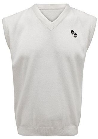 MA ONLINE Mens White Lawn Bowl Bowling Sleeveless V Neck Knitted Jumper Top Adults Sweater White Large