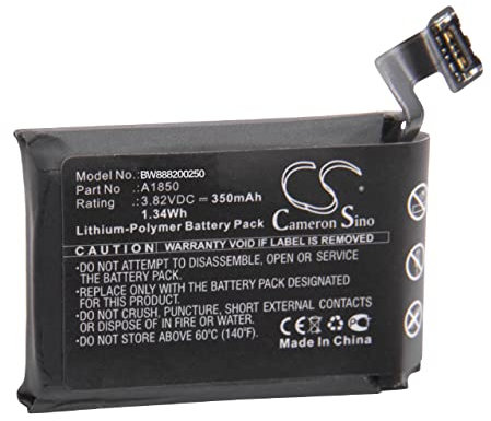 vhbw 1x Batterie Compatible avec Apple Watch MQK62LL/A, MQK32LL/A, MQK22LL/A smartwatch Montre connectée Bracelet Fitness (350mAh, 3,82V, Li-polymère)