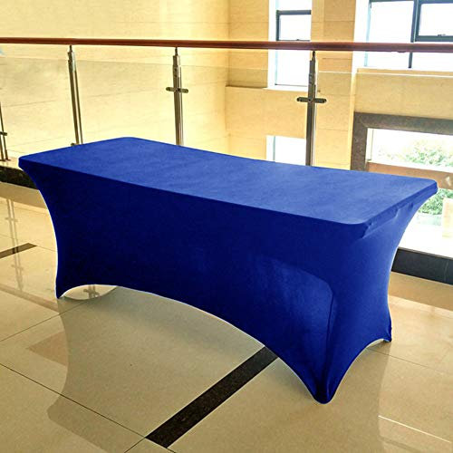 ele ELEOPTION Stretch Husse,Rechteckige Tischhusse,Premium Spandex Tischabdeckung,Biertischhussen für 4 Fuß Tisch Waschbar Tischdecke für Küche Hochzeit Party Bankett (Blau, 183 x 76 x 76 cm)