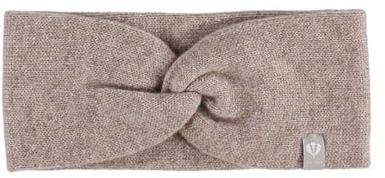 FRAAS Damen Stirnband aus Kaschmir - 24 x 10,5 cm - warmes Strickband mit Schleife Taupe