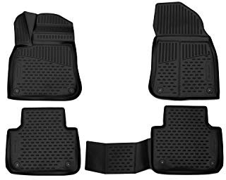Element Passgenaue Premium Antirutsch Gummimatten Fußmatten für VW Touareg, SUV, Schwarz