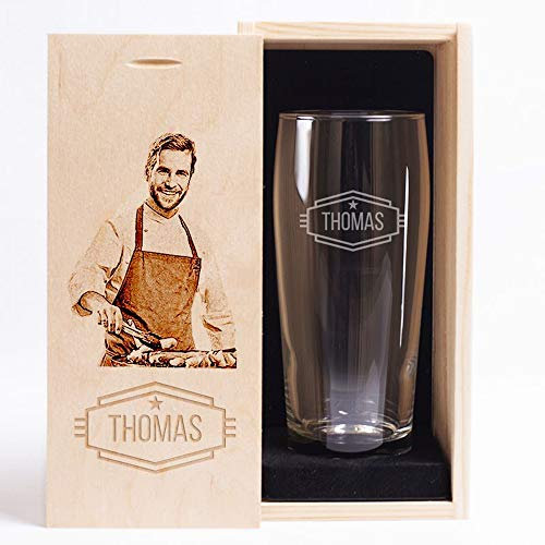 Amikado Verre à bière prénom et Son Coffret gravé Photo