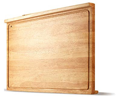 Planche à Découper Baffle à Double Facae en Bois Massif Conception Pas Facile à Déplacer, Pâte à Pétrir Domestique Coupe de Viande/Légumes Grande Planche à Découper de Cuisine, avec Rainure de Jus