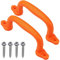 SELEWARE Haltegriffe aus Kunststoff Sicherheitsspielgriffe Handläufe, Handgriffe für Griffe Zubehör Draußen Spielzeug Baumhaus Spielhäuser, Playground Swing Set Safety Zubehör Griffe 2 Stück,Orange