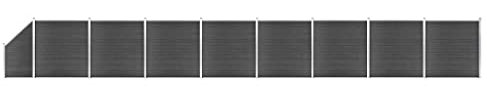 vidaXL Zaunelement Set mit Pfosten Sichtschutz Windschutz Zaun Gartenzaun Lamellenzaun Sichtschutzzaun Windschutzzaun WPC 1484x(105-186) cm Schwarz