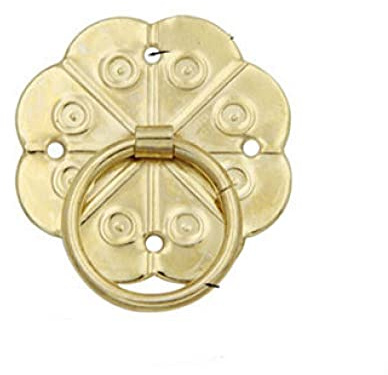 LIJUCAI 10 Stück Antik Bronze Runde Ring Schublade Küche Kleine Schmuckschatulle Zieht Schranktür Mini Knöpfe Und Griffe Möbel, Gold 32mm