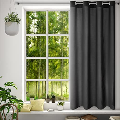 Eurofirany Rita Vorhang Gardine Glatt Schlicht Einfarbig - 8 Ösen Modern Schlafzimmer Wohnzimmer Lounge Kinderzimmer 1 Stück Einzeln Schwarz 140x175cm