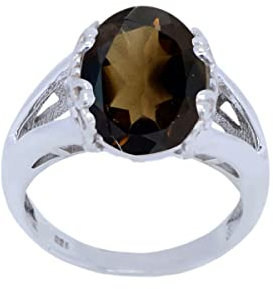 Echte Edelsteine ​​Rauchquarz Ovale Form Facettierter brauner Rauchquarz Ring aus massivem Silber - Exporteur Schmuck schön verkaufende Geschäfte Geschenk für Mama moderner Stapelring